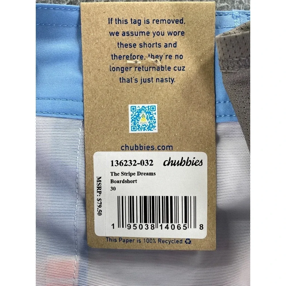 NWT Chubbies The Stripe Dreams Boardshort Mens Size‎ 30 6